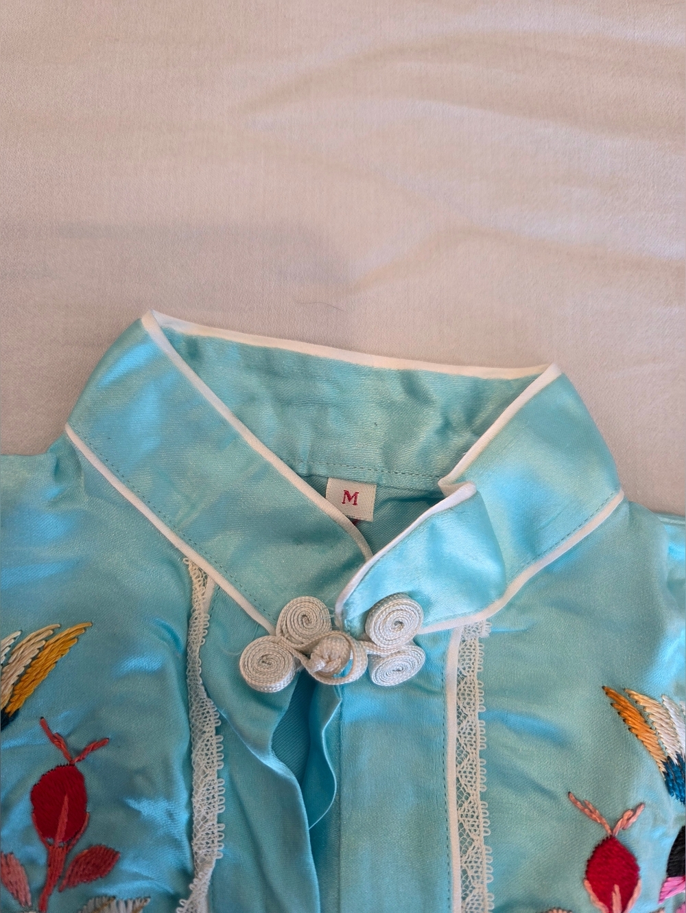 Vtg Oriental Silky Child's Embroidered PJ Ser Size Medium - Picture 16 of 16